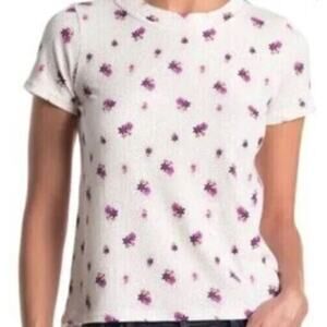 Cotton Emporium Women's Printed Short Sleeve Crew Neck In Lavender Floral XS $30